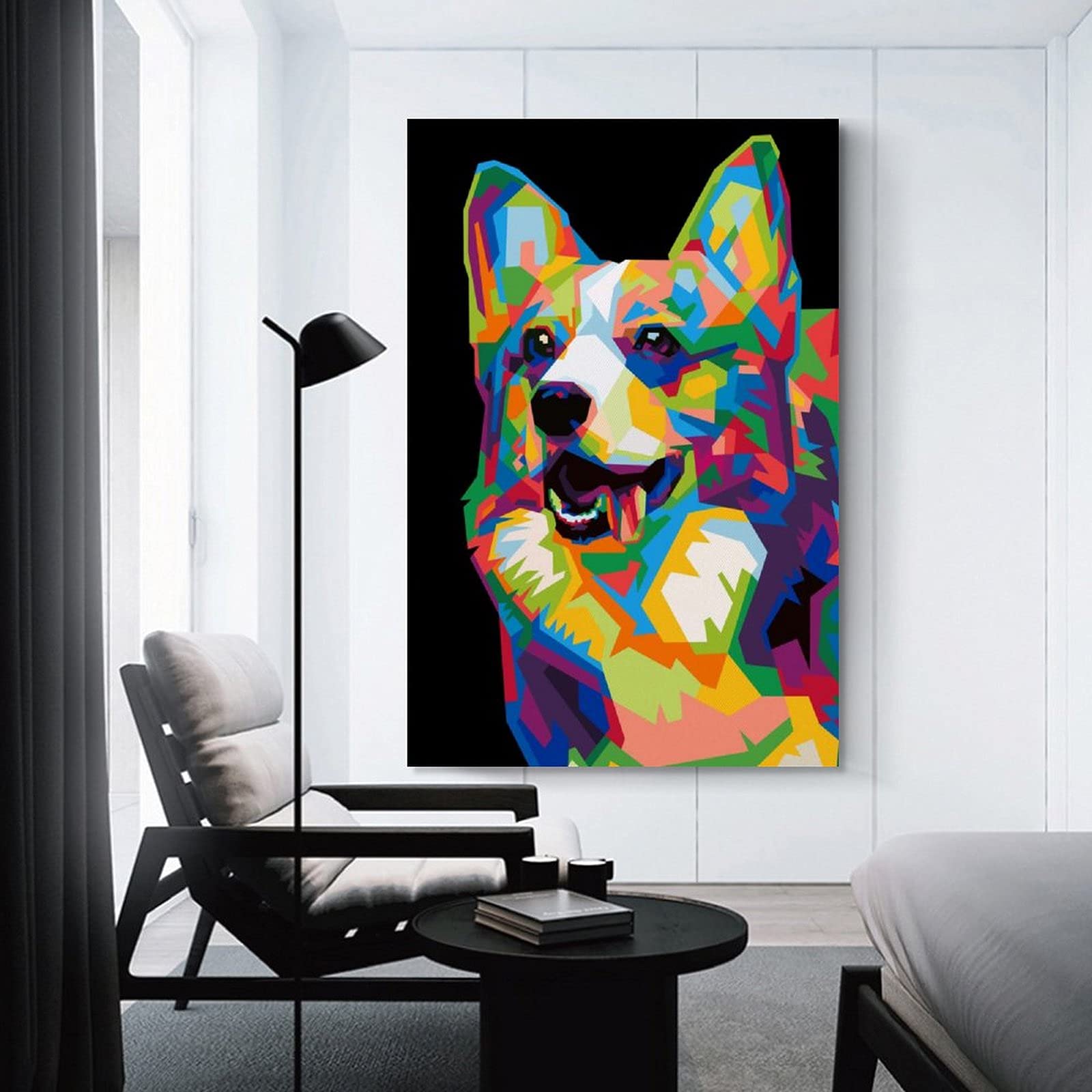 Amazon｜カラフルなウェルシュコーギー犬ポップアートインテリアアート